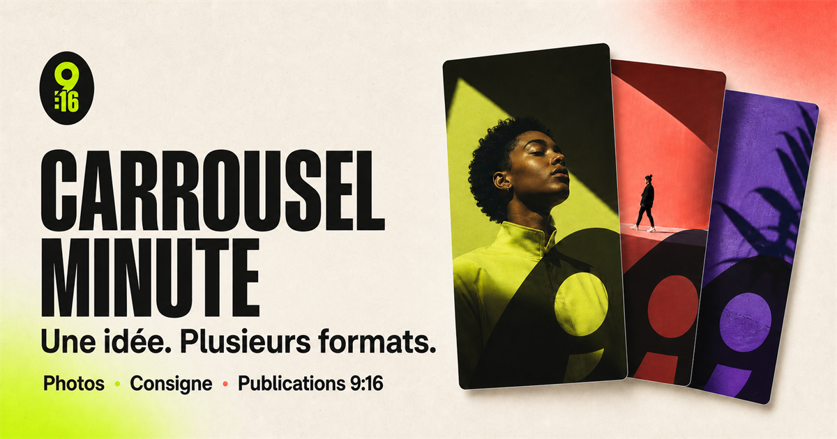 Carrousel Minute — turn 6 photos and one instruction into editable 9:16 posts logo
